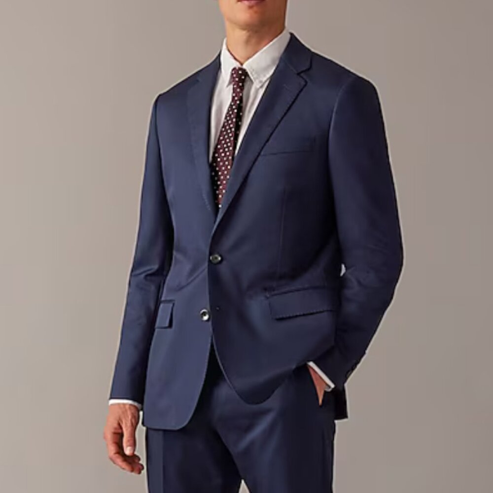 J. Crew Ludlow Slim-fit suit jacket in Italian chino AT050 38S Navy Blue